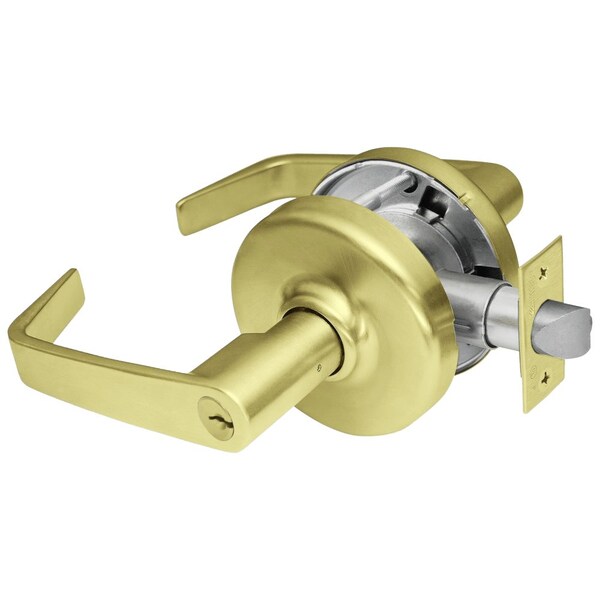 Grade 1 Store Door Cylindrical Lock, Newport Lever, Conventional Cylinder, Satin Brass Finish
